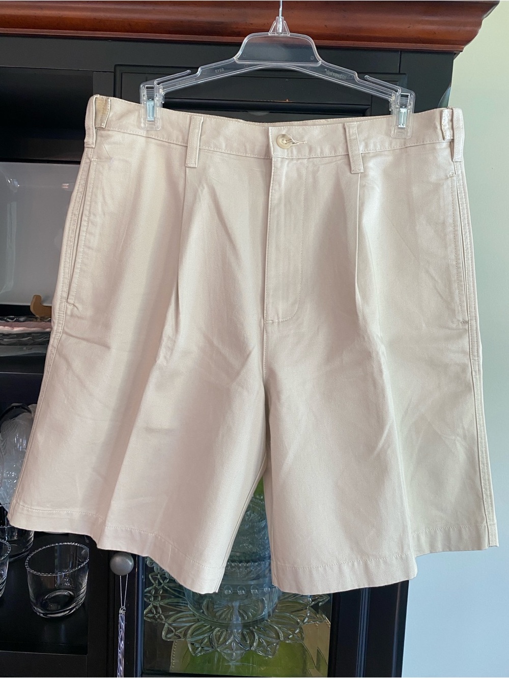 Chaps New Men's Size 32 Tan Pleated Chino 100% Cotton Shorts